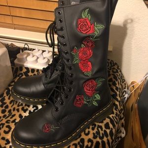 DrMartens Tall black vonda floral boots